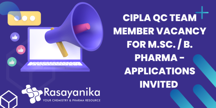 MSc BPharm QC Job