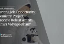 Chemistry Project Associate Role at Amrita Vishwa Vidyapeetham