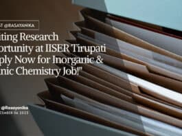 "Exciting Research Opportunity at IISER Tirupati - Apply Now for Inorganic & Organic Chemistry Job!"