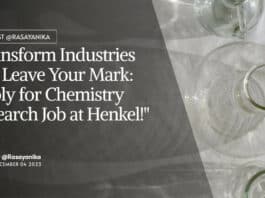"Transform Industries and Leave Your Mark: Apply for Chemistry Research Job at Henkel!"