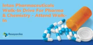 Intas Pharmaceuticals Walk-In Drive For Pharma & Chemistry - Attend Walk-In