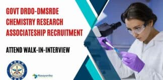 DRDO-DMSRDE Chemistry Research Associateship