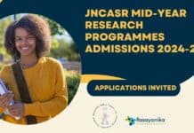 JNCASR Research Programmes Admissions 2024-25